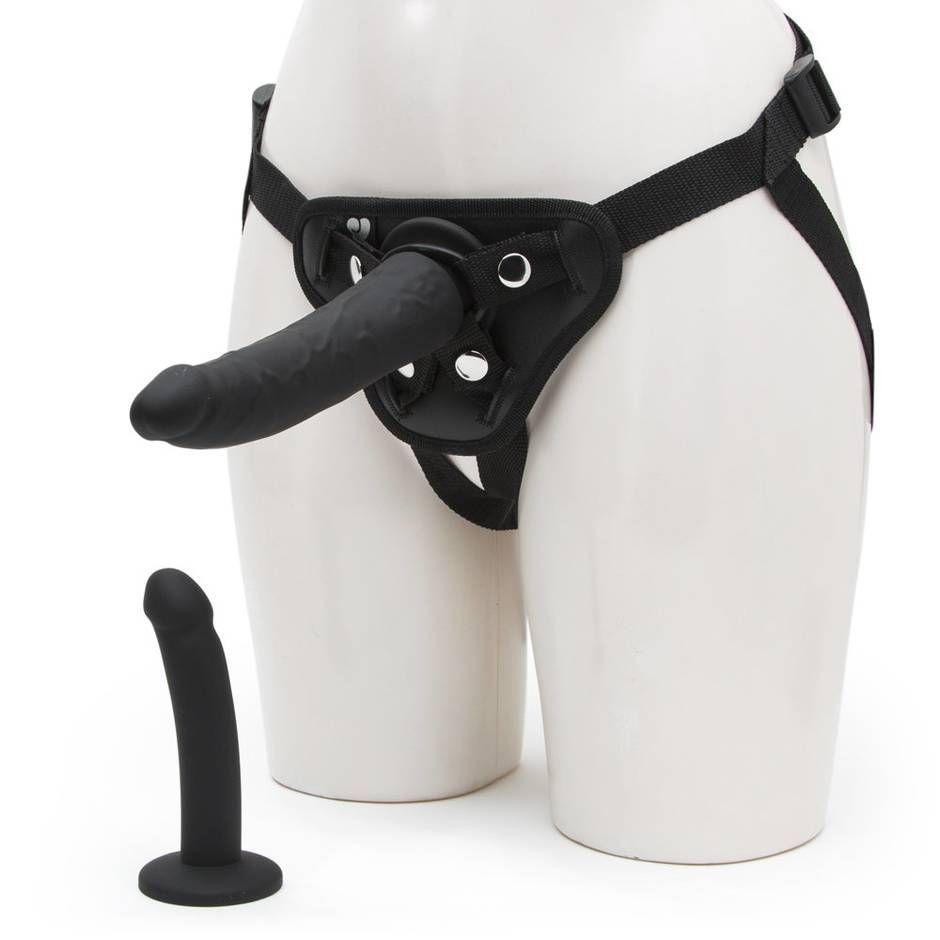 black strap-on harness and dildo