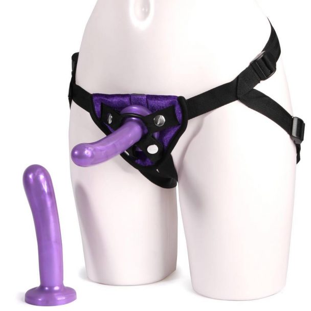 unisex vibrating strap-on kit with two pegging dildos