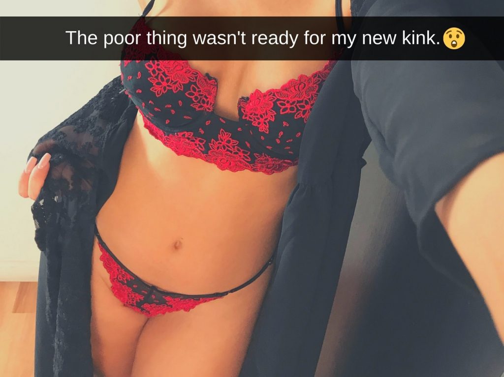 woman in cute lingerie with a sexy caption