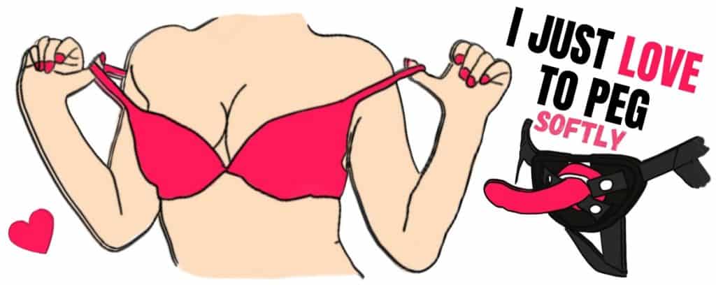 cartoon of woman taking off red bra